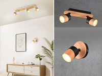Faretto A Punti In Legno Interno Con Base In Legno Illuminazione Isola Cucina Spot Multifiamma