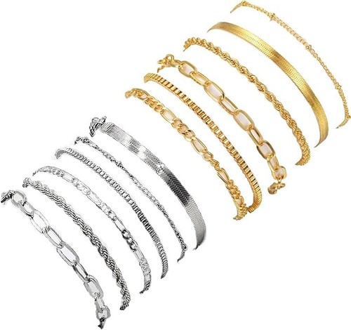 sylbx Confezione da 12 Set di Braccialetti in Argento per Donna, Bracciale Regol - Foto 7 di 7