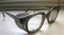 NOS Safety Glasses Clear Lens 6M PI Z87 Metal Mesh Shields Smoke Gray Frames USA