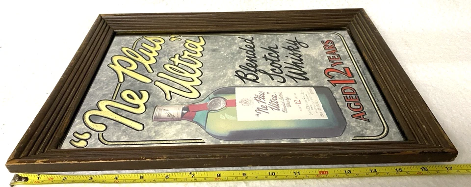 1979 NE PLUS ULTRA BOURBON SCOTCH WHISKEY BAR MIRROR,WOOD FRAME,GOLD LEAF!BLEND - Image 4 of 4