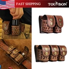 TOURBON Leather Revolver Double/Triple Speed Loader Pouch for .357 Mag Gift US