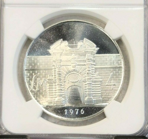 1976 MALTA SILVER 4 POUNDS FORT MANOEL GATE NGC MS 67 PQ BEAUTY RARE TOP POP 1 - Picture 3 of 4