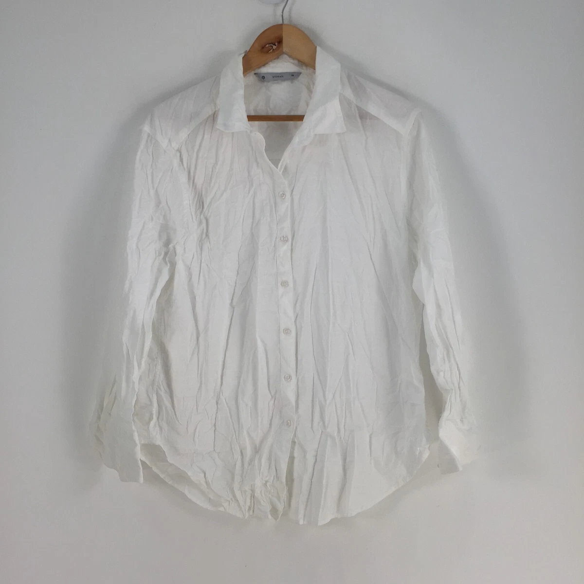 Target womens blouse shirt size 16 sheer white long sleeve cotton 049611