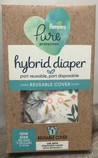 Pampers Pure Protect Hybrid Diaper Reusable Cloth Diaper Cover 0-30 Month Floral