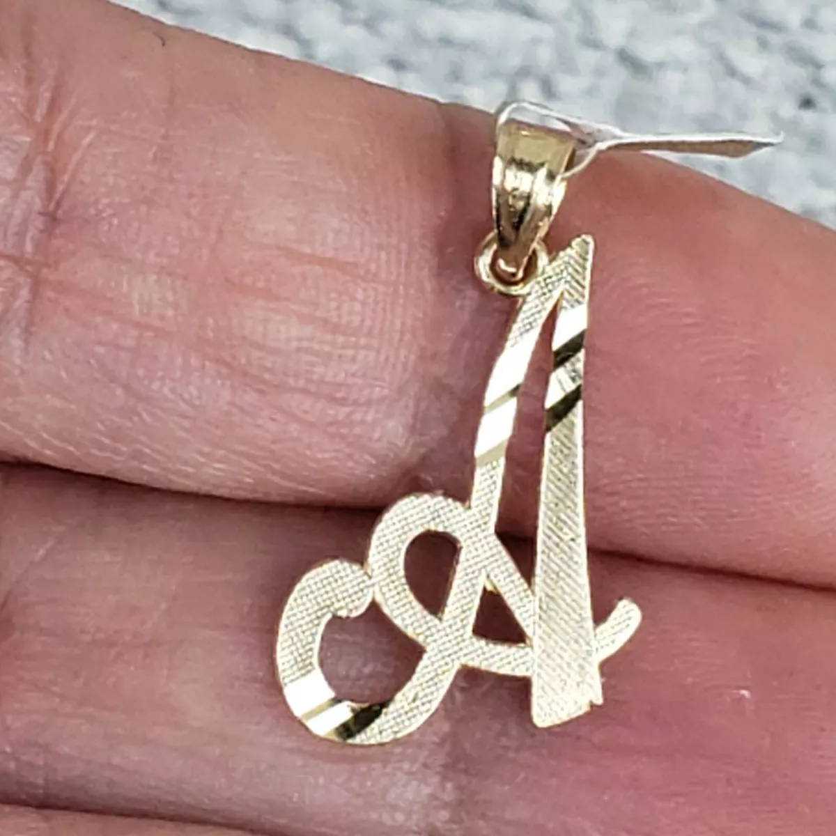 14k Yellow Gold letter Initial A pendant Charm 1 inch long