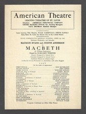 Maurice Evans "MACBETH" Judith Anderson / Philip Huston 1942 St. Louis Broadside