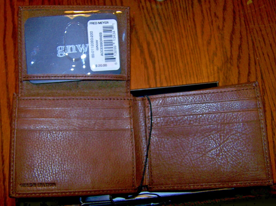 CARTERA PLEGABLE/DOBLE PARA HOMBRE GNW - Marrón - Cuero Genuino - ¡NUEVA EN CAJA! (Sm. marca) Foto 3 de 3