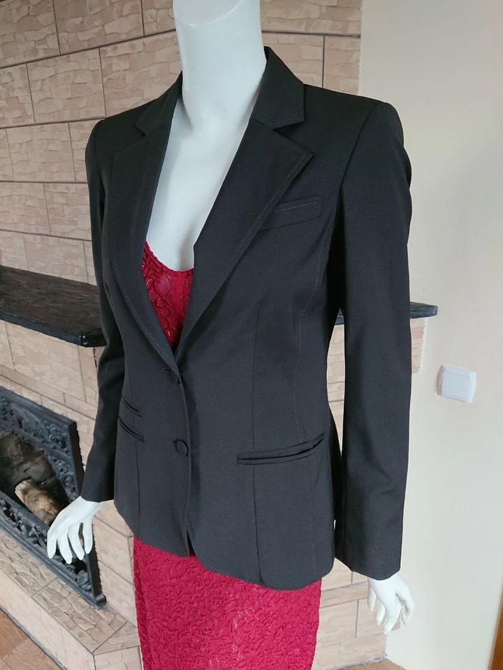 BALLY роскошный костюм Blazer куртка шерстяная смесь с подкладкой черный FR 38 IT40 US6 UK34 Италии - Изображение 3 из 4