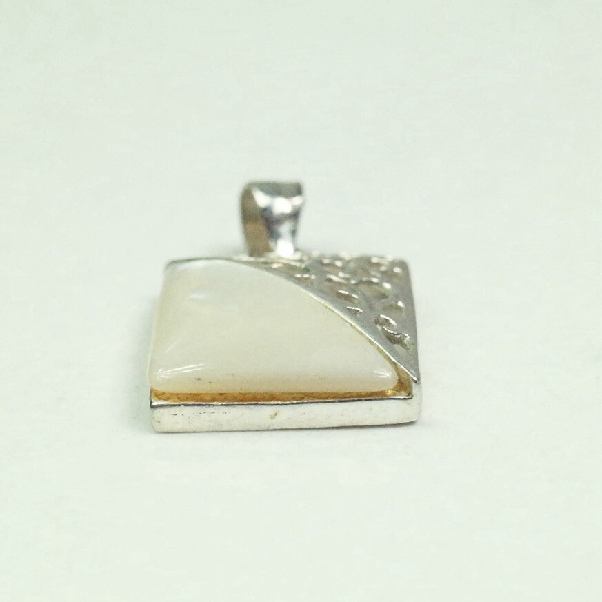 Sterling Silver Rectangle White MOP Filigree Open… - image 3