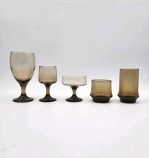 Libbey Glassware Tawny Smoke Brown Vintage Mid-Century Glasses