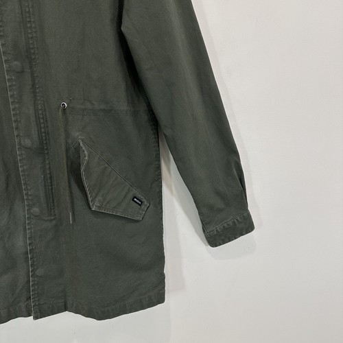 RVCA Jacket Men M Khaki Green Full Zip/Snap Sherpa Lined Hood Drawcord Lined - Picture 8 of 19