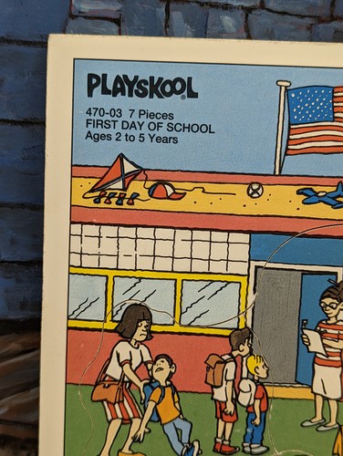 Rompecabezas de madera Playskool Where’s Waldo primer día de clases de colección 1991 divertido aprendizaje - Imagen 2 de 10
