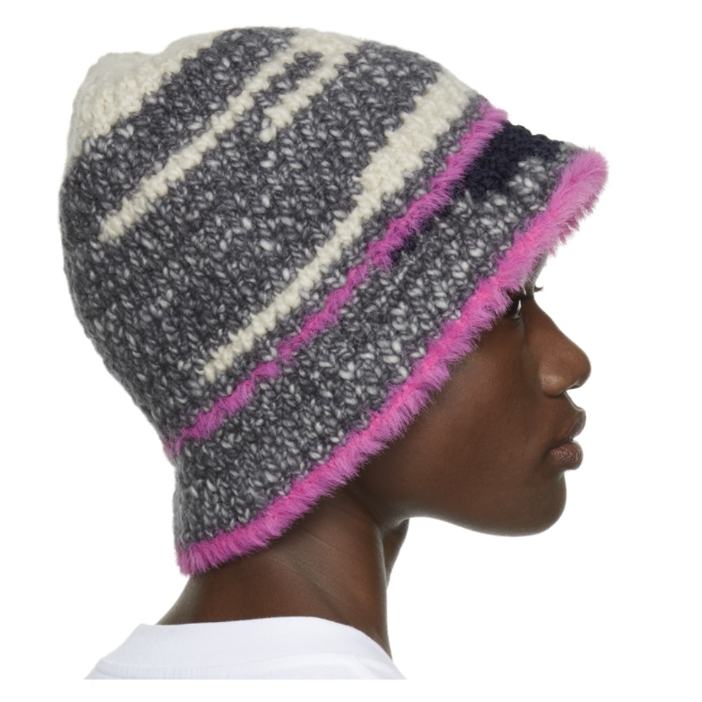 Stella McCartney Multicolor Knit Bucket Hat Beanie in Beige/Gray/Pink 3193656.jpg main image 2