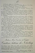 COMTESSE ANTOINE DE NICOLAY Mme de Vogue FAIRE PART Montfort Rotrou 1910