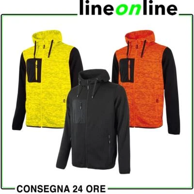 Felpa da lavoro U-Power Rainbow con cappuccio regolabile a zip + interno in pile