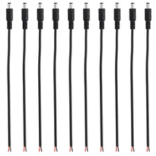 10 Inch DC Power Cable, 20 Pcs 5.5mm x 2.1mm Barrel Plug Socket Cables DC Male