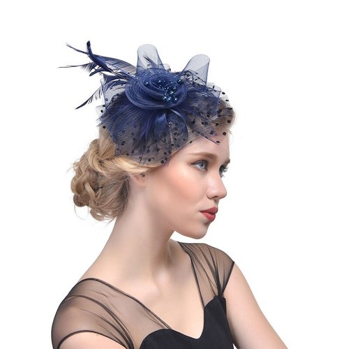 Flower Hair Clip Small Mini Top Hat Fascinator Royal Ascot Race Feathers Wedding - Picture 26 of 32