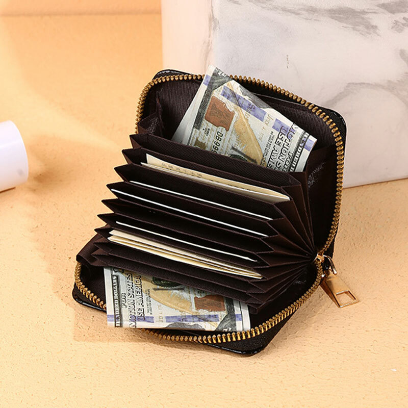 MAIN SYMBOL L LOGO- ACCORDION WALLET ★UNISEX Men Women Leather Credit Card Holder Accordion Wallet Zipper