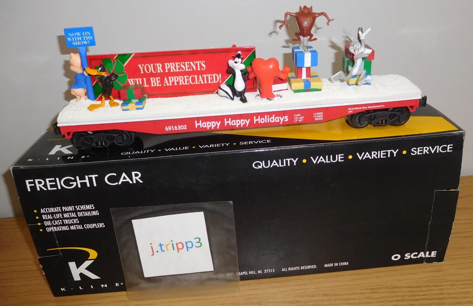 K-line K691-6302 Christmas Looney Tunes Holiday Flatcar O Scale Train Bugs Bunny - Image 2 of 4