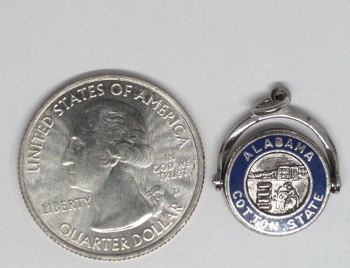 Vintage Sterling Enamel Alabama Cotton State Bracelet Travel Charm Jewelry - Picture 5 of 6