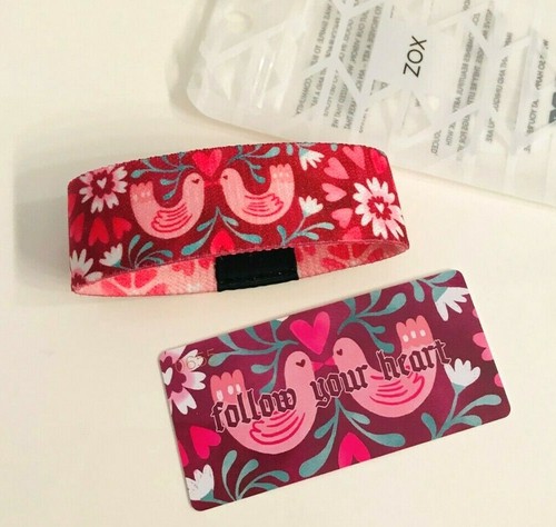 ZOX "FOLLOW YOUR HEART" Silver Strap Med NIP Wristband w/Card - Picture 2 of 3