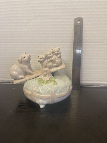 De colección. Caja de música de porcelana Otagiri mamá cerdo con bebés en sierra de mar - Imagen 7 de 7