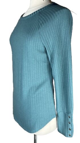 NEW Chaser (Sz L) Green Waffle Thermal Knit Shirt Button Cuff Long Sleeve Top - Picture 7 of 12