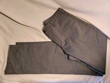 Men's Uni Qlo Gray Flat Front Cotton Polyester Spandex Dress Pants 36x34 NWOT