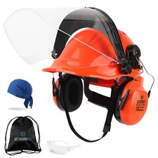6in1 Chainsaw Helmet With Polycarbonate Clear Visor And Ear Muffs Forestry Safet