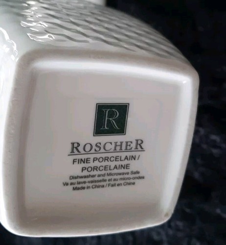 Tetera de porcelana cuadrada Roschee clásica blanca texturizada tejida cesta nueva sin etiquetas 32 oz - Imagen 11 de 18