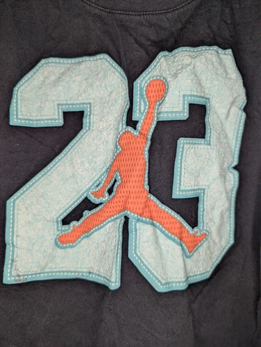 Jordan Shirt Boys Size Medium Black With Aqua & Orange Air Jordan 23 Game Time - Picture 4 of 4