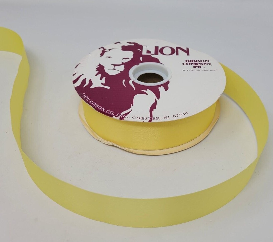 Lion Offray Canary Yellow Satin Acetate Craft Ribbon 1-3/8