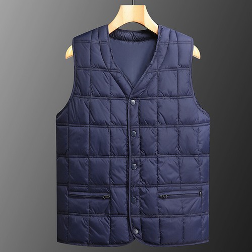 Men's Vest V-neck Down Waistcoat Winter Warm Sleeveless Casual Plus Size Button - Picture 2 of 13