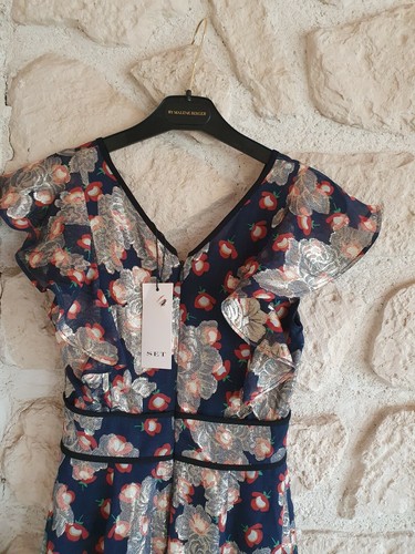 Robe bleue avec soie neuve taille 34 fr marque Set étiquetée à 320€ (to) - Imagen 5 de 5