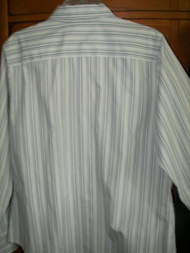 Eddie Bauer Long Sleeve Blouse ~ Size L ~ Blue & Purple Pinstripe on White - Picture 3 of 6