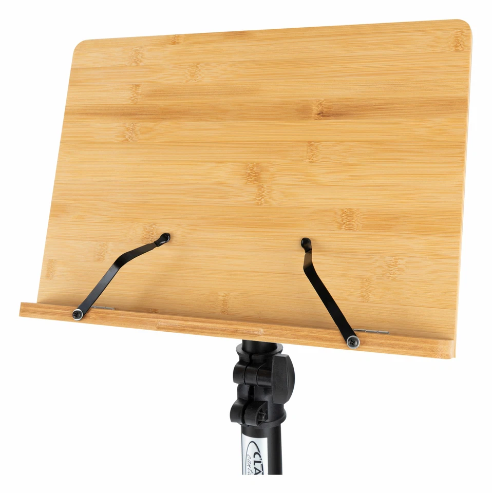 Spartito musicale leggio spartiti bambù legno metallo nero stabile morsetto grande - Immagine 4 di 4