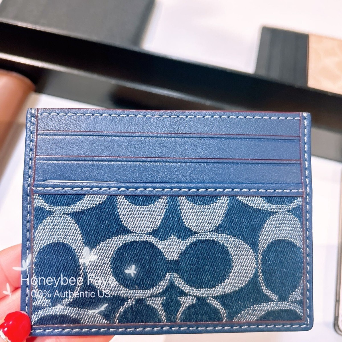 NWT Coach Slim Id Card Case In Signature Denim CY907 | eBay