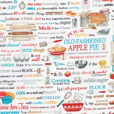 Food Fabric | Kiss the Cook Retro Recipe Pie Cookie | Robert Kaufman YARD