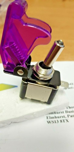 illuminated LED Toggle Switch With Missile Style Flick Cover 12V Car Dash - Picture 15 of 36