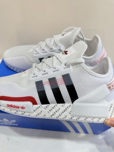 Adidas NMD R1 V2 White Red Boost Casual Shoes Sneakers Mens Size US 8 New ✅ - Picture 7 of 12