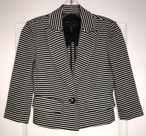 New Women BCBG Max Azria Black White Natalia Blazer Jacket XXSmall $198 U1 - Picture 2 of 10