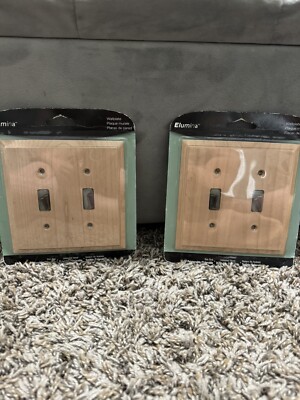 Elumina Wooden Wallplates Light Switch Covers NEW Set Of Two