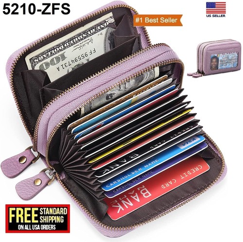 Sendefn Wallets for Women Genuine Leather Credit Card Holder Rfid Blocking Large - Picture 56 of 77