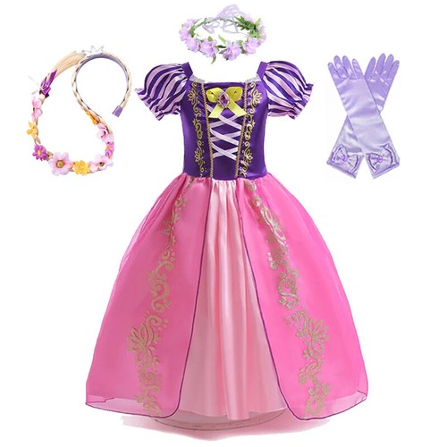 Princess Dress for Girls Purple Puff Sleeve Cosplay Tangled Costume Tangled Kids - Picture 25 of 29