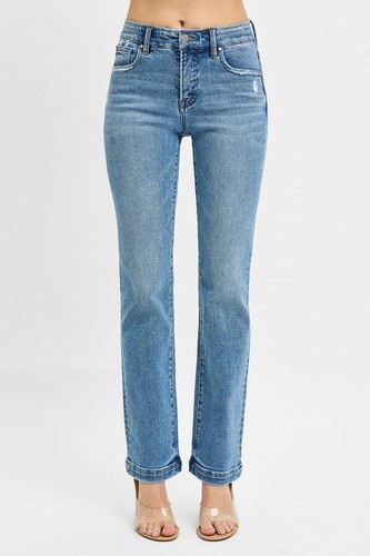 Risen Jeans - Jeans dritti a vita media fascia elastica controllo pancia - RDP5822M - Foto 3 di 8