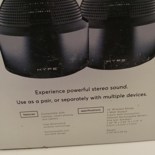 Hype TW Twin Speakers True Wireless No Cables Bass Boosting Bluetooth "Black" - Bild 5 von 5