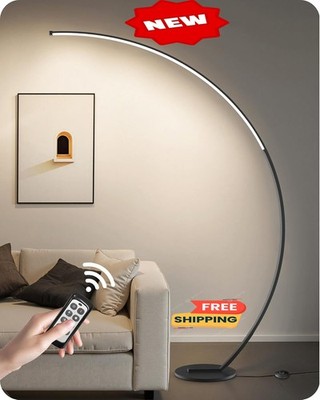 Lámpara de pie de arco LED regulable de 75 pulgadas para sala de estar con pie y