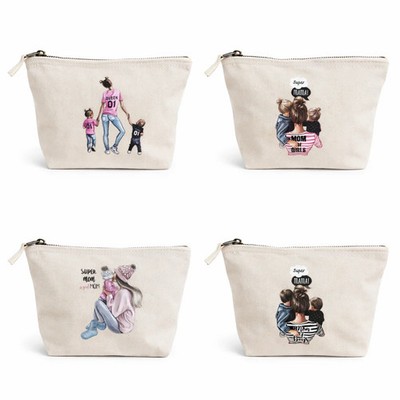 Kosmetiktasche  Super Mama  Beige Canvas   Schminktasche Make-up Tasche