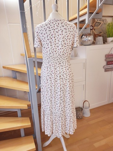 Pigalle by Only - süßes Maxikleid, cremeweiß, Rosenmuster, Gr. M, Viscose - Bild 4 von 9