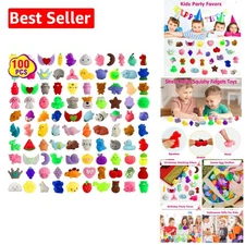 Assorted 100 Pcs Mini Squishy Toys - Fun Goodie Bag Stuffers for Boys & Girls